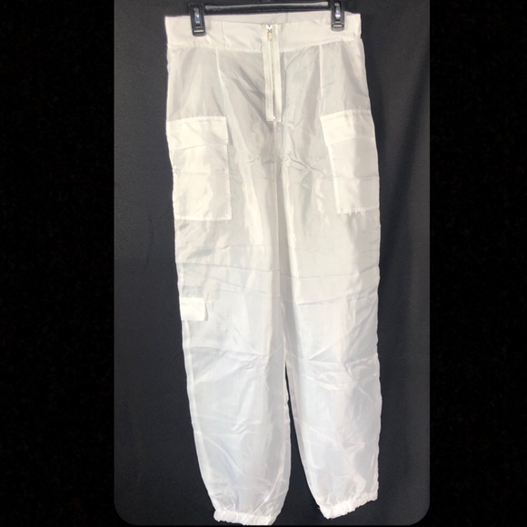 Boohoo Pants - Boohoo Sheer Zip Cargo Tracksuit Pants